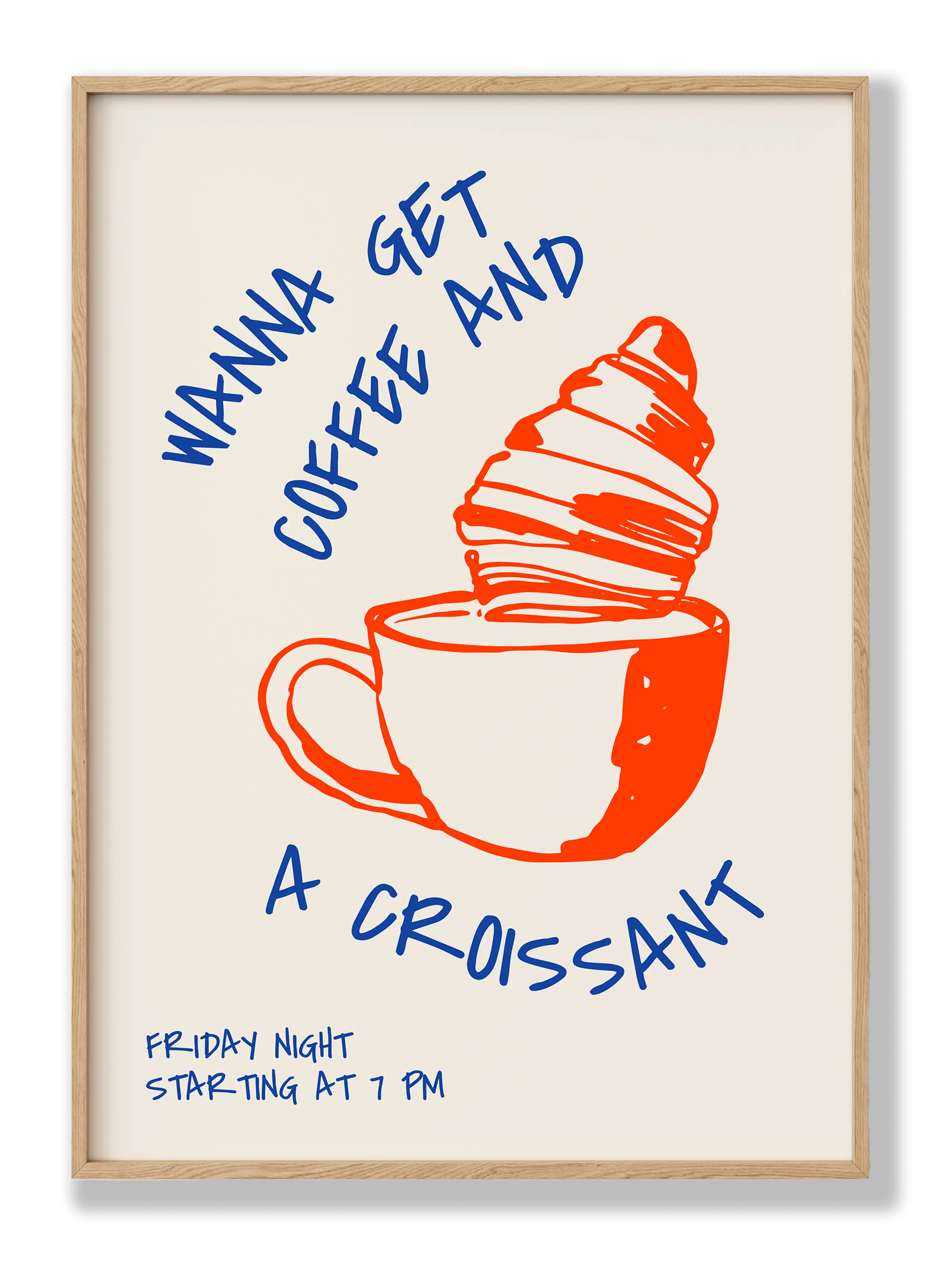 Kaffee und Croissant Poster