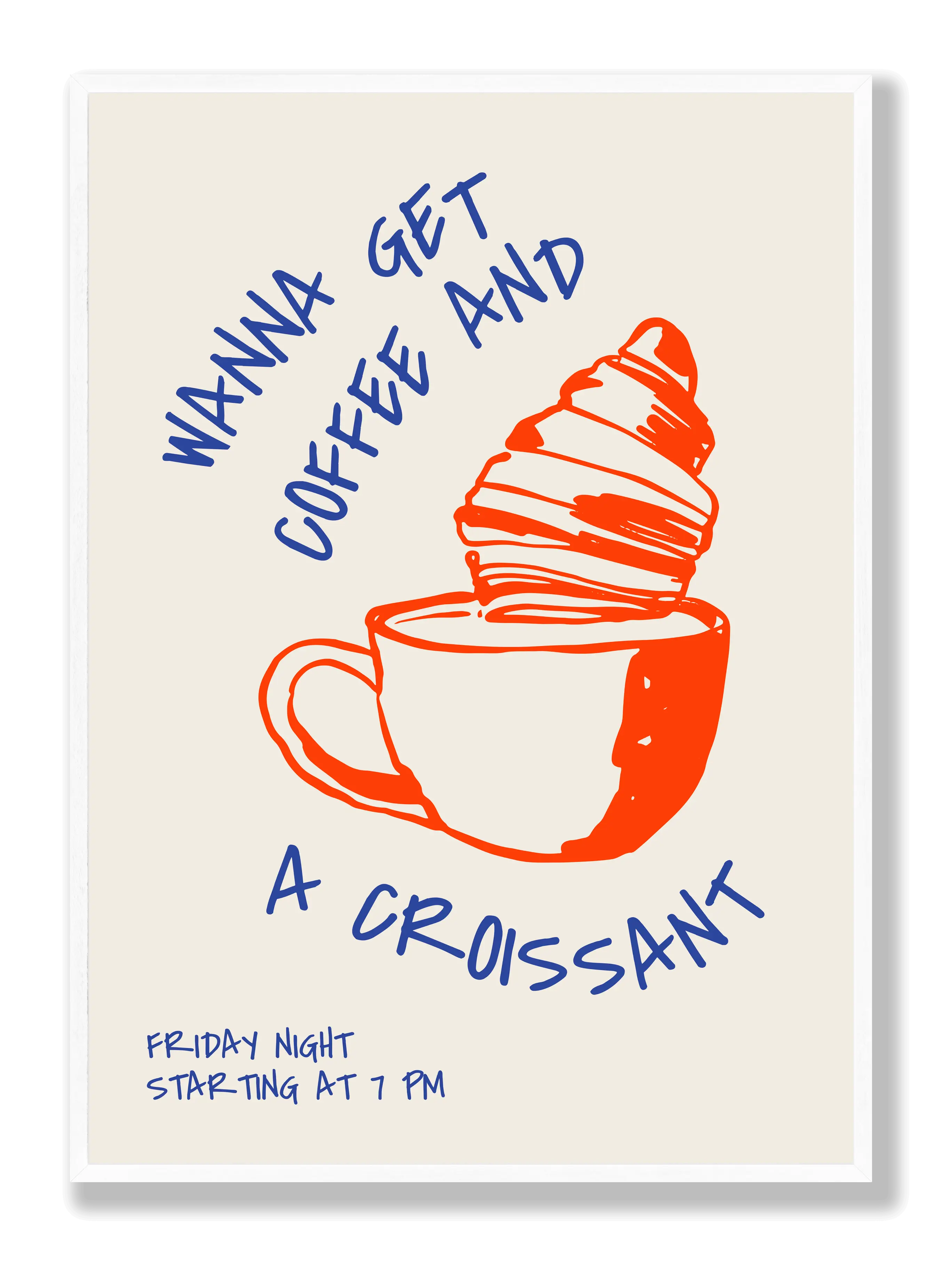 Kaffee und Croissant Poster