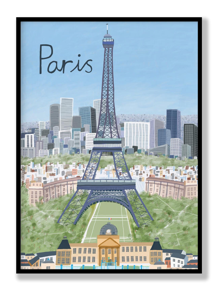 Eiffel Tower with Paris City in Background by Artist Carla Daly Poster